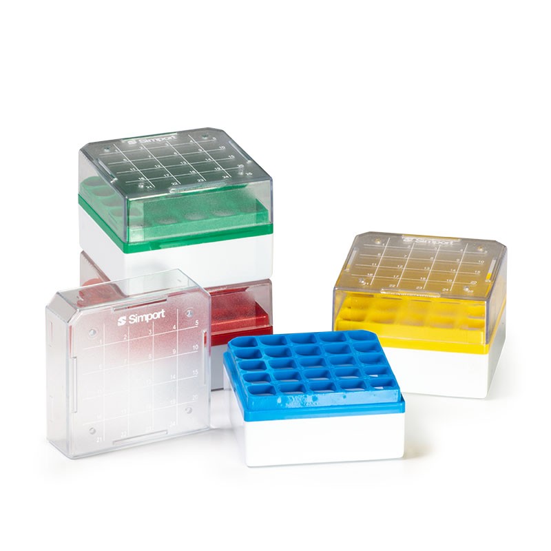 Simport Cryostore T314-281B Series 281 Polycarbonate Storage Box for 1ml to 2 ml Cryogenic Tubes Blue Case of 24 