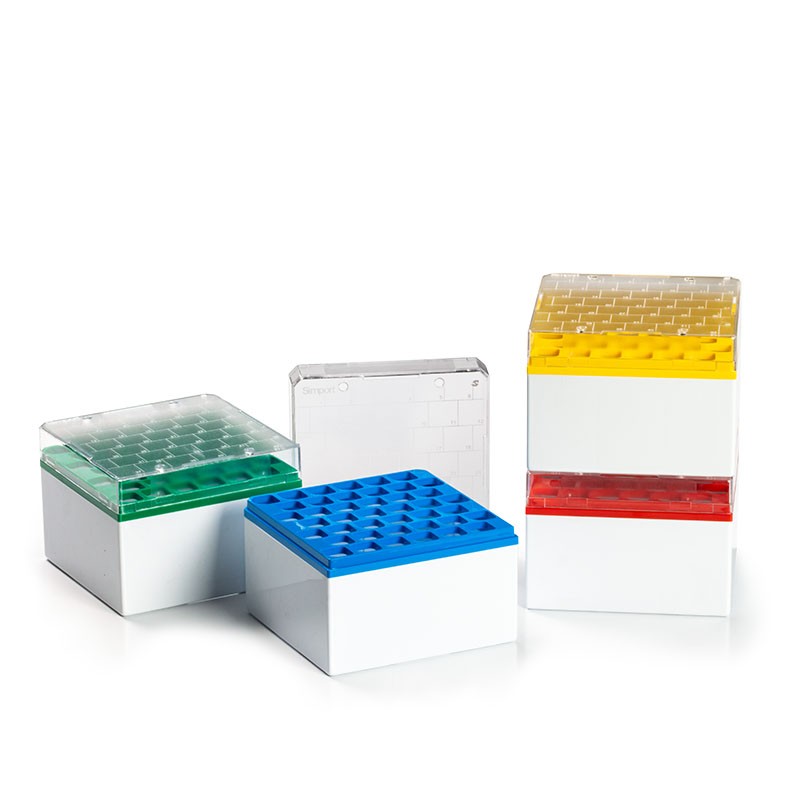 Simport T314-281G Series 281 Green Cryovial Storage Box 1.2/2 mL Vial Size Pack of 6 81-Place Array 